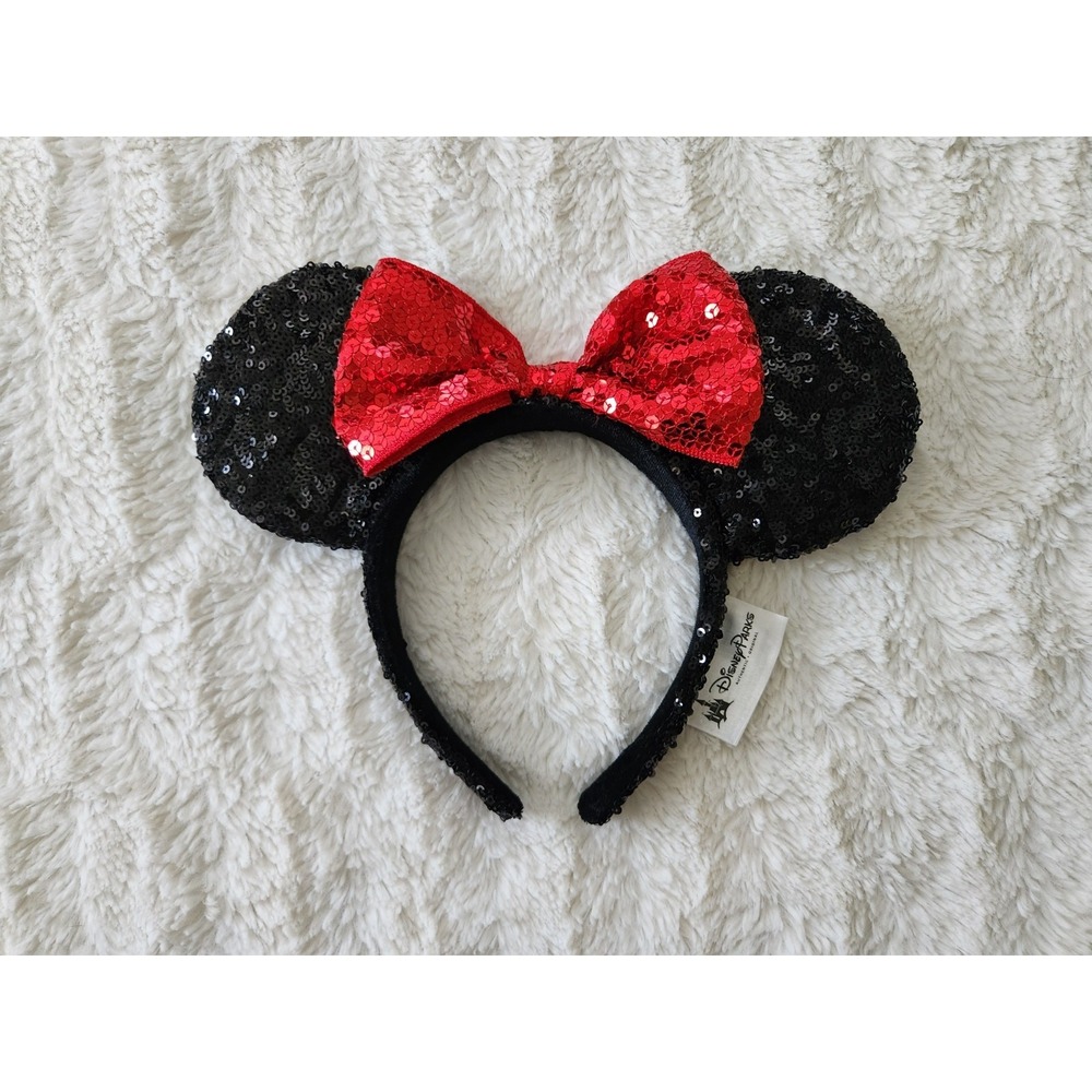 Disney Sequin Minnie Mouse Ear Headband - Black and Red